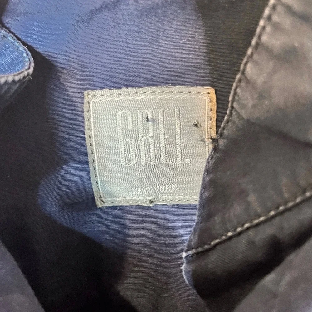 GREI. New York Navy Blue Cotton Band Collar Short Sleeve Tunic Dress Size 0 - Picture 4 of 7